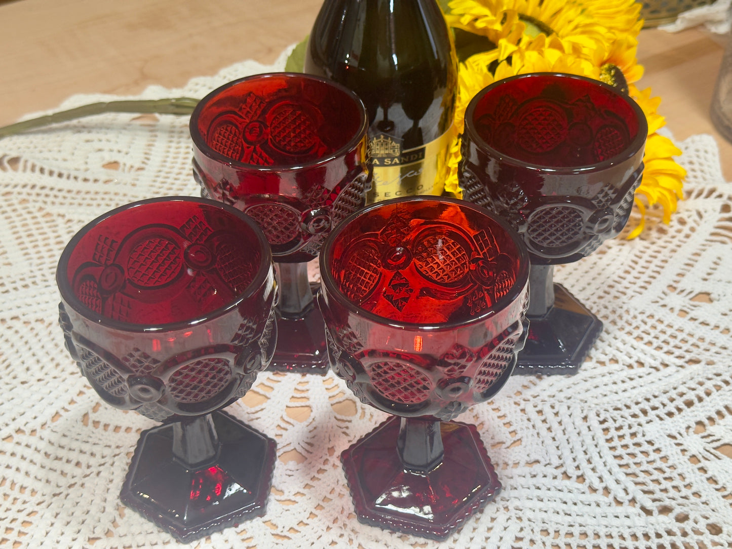 AVON 1876 Cape Cod Ruby Red Goblets