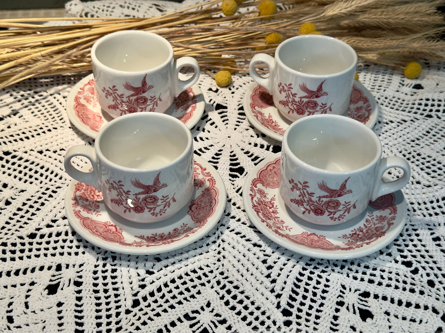 Vintage Royal Doulton Pink Transferware Cup & Saucer Set