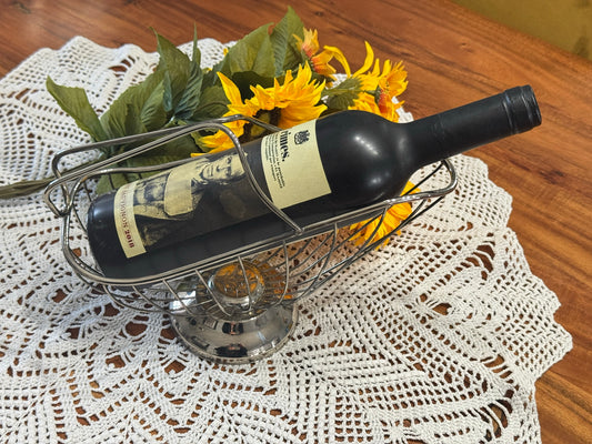 EP Brass Silver Plated Wine Bottle Basket