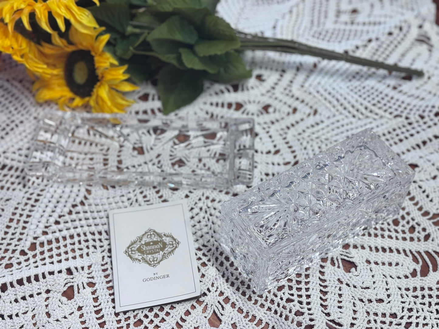 Shannon Crystal Pineapple Etch Butter Dish