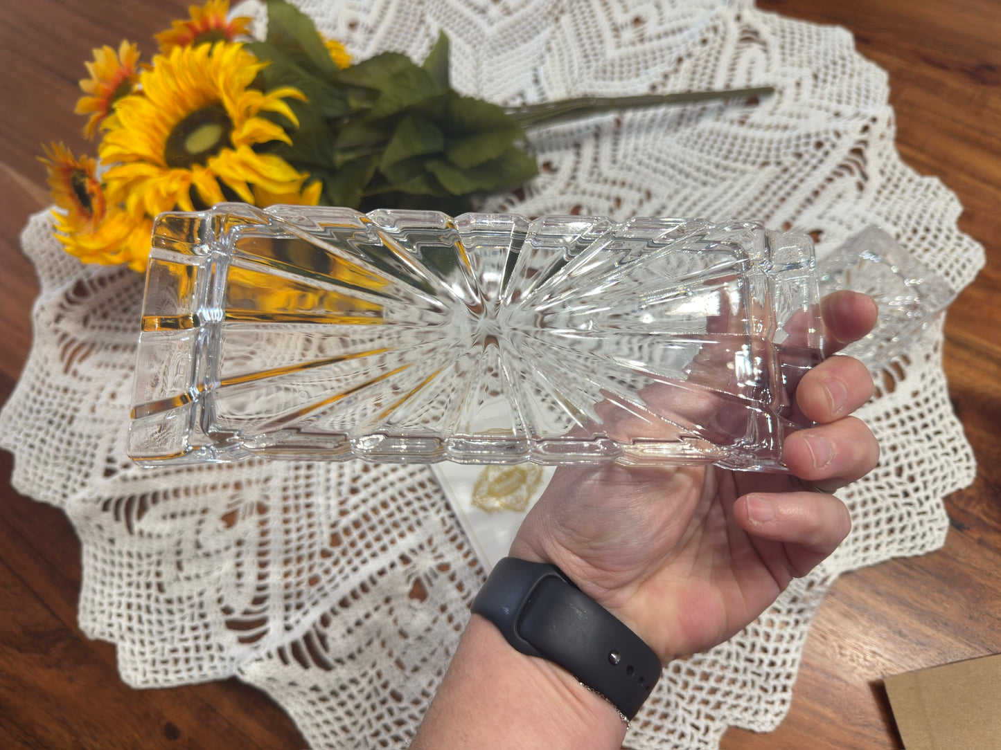 Shannon Crystal Pineapple Etch Butter Dish