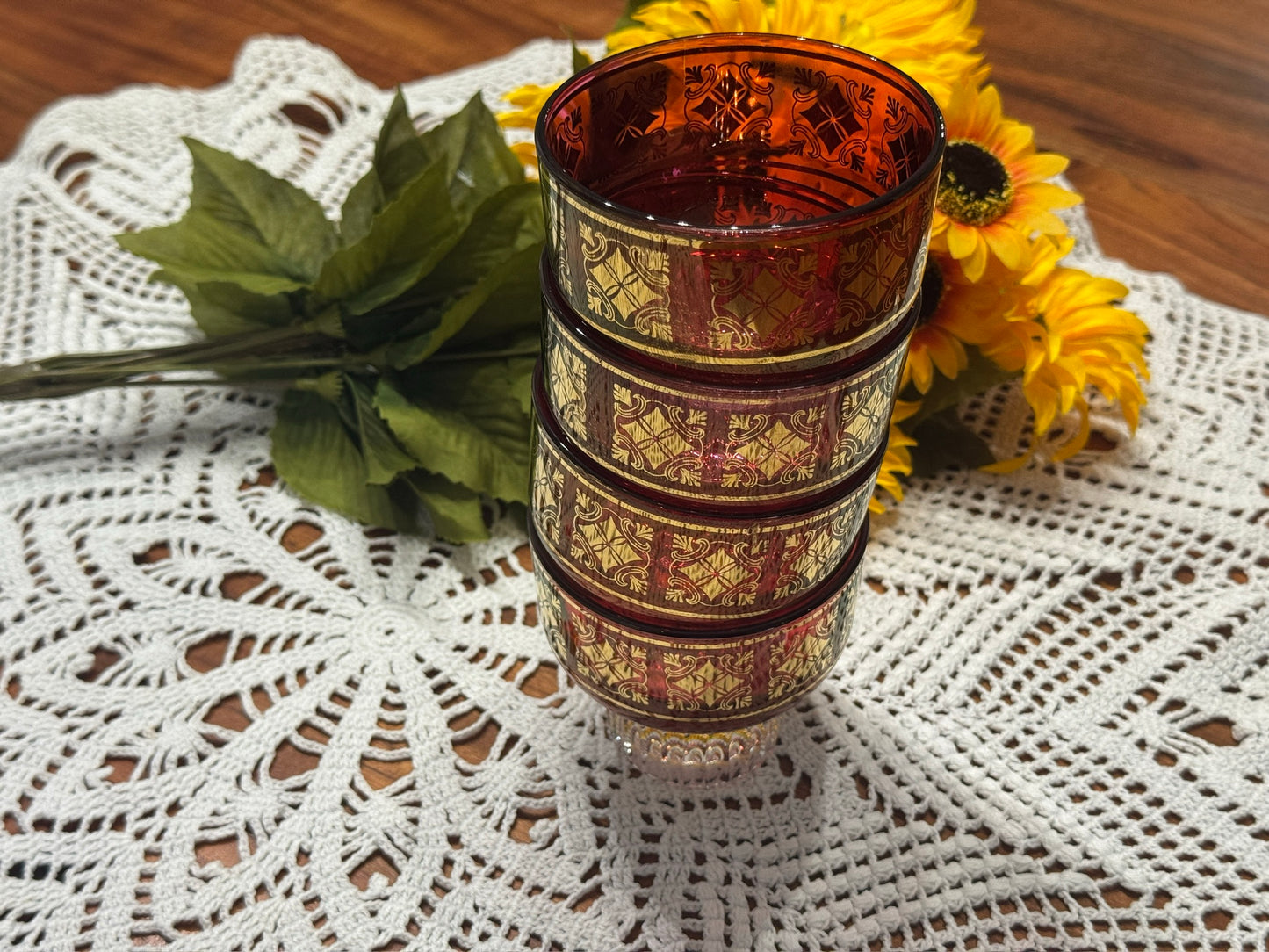Cristallerie Italy Red Cocktail Glasses