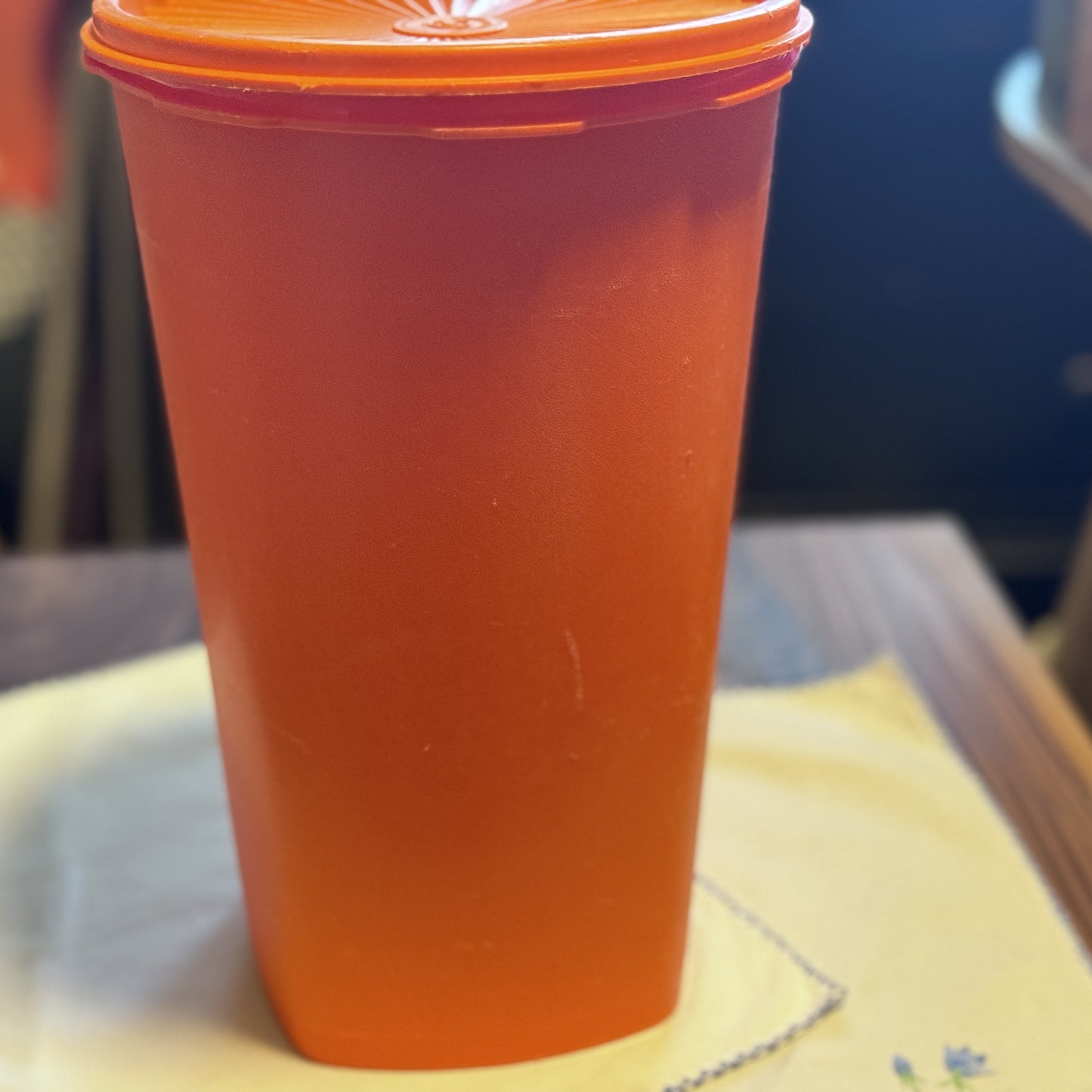 Large Orange Tupperware Canister