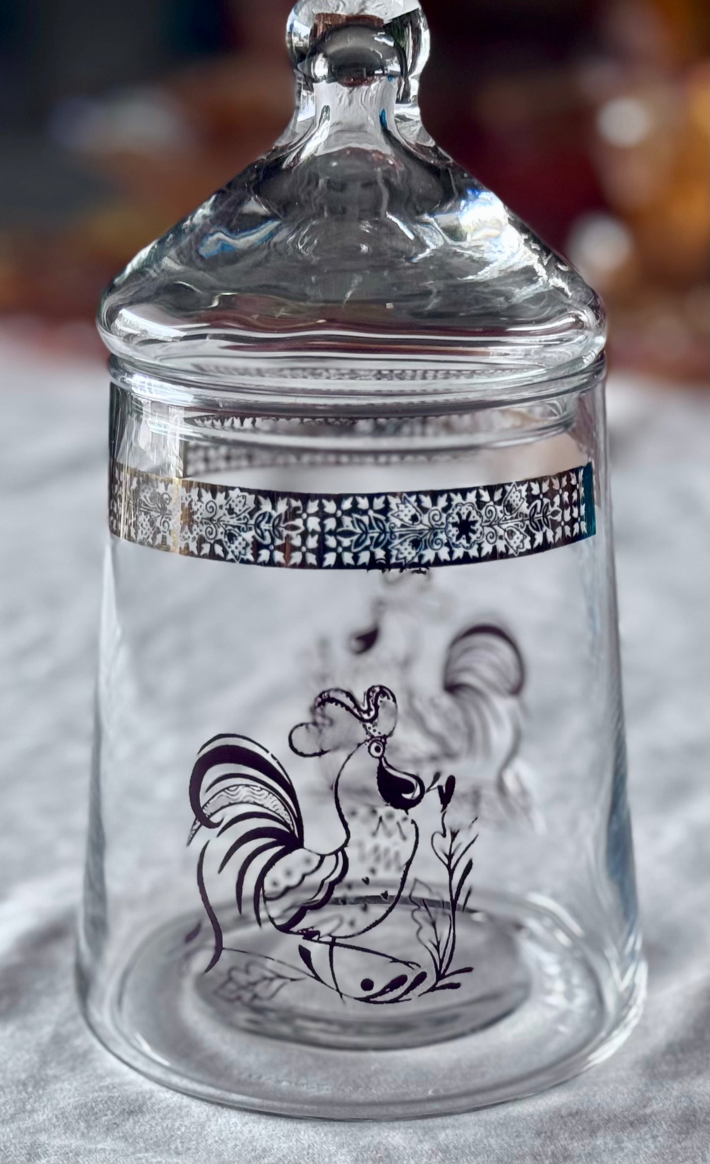 Glass Rooster Apothecary Jar/Canister