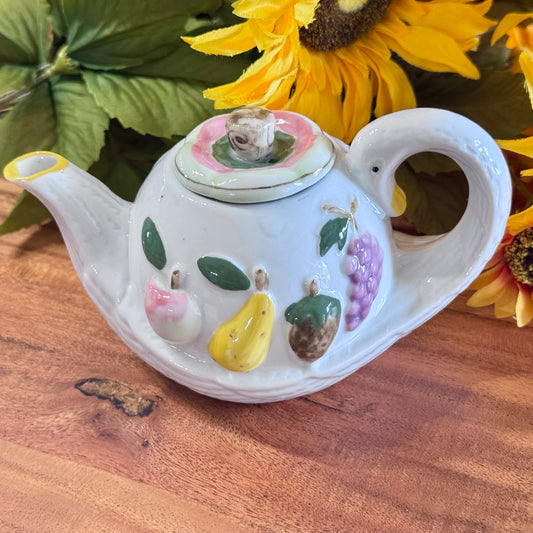 Small Porcelain Swan Shaped Teapot with Fruit