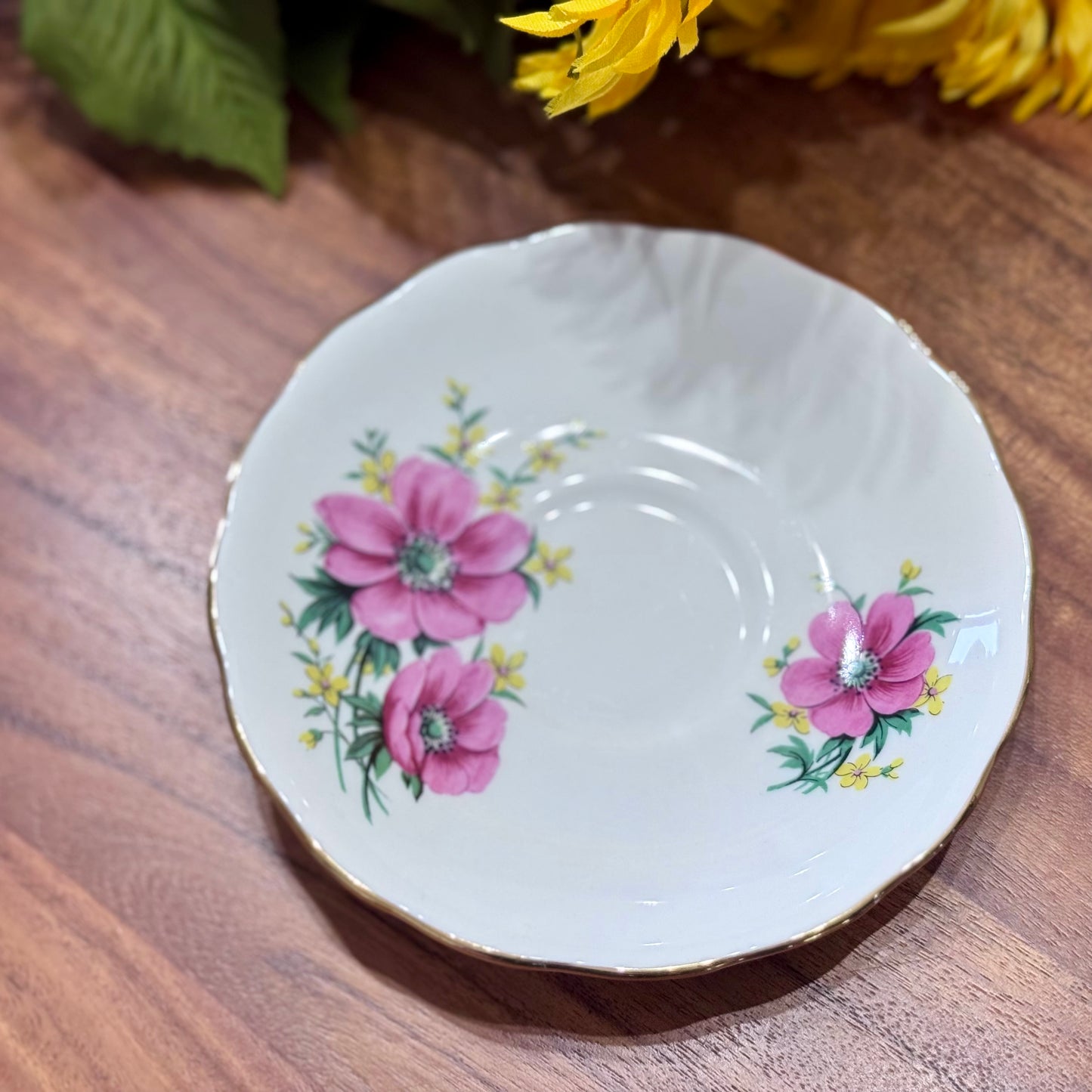 Royal Osborne Pink Anemone Floral Teacup & Saucer Set