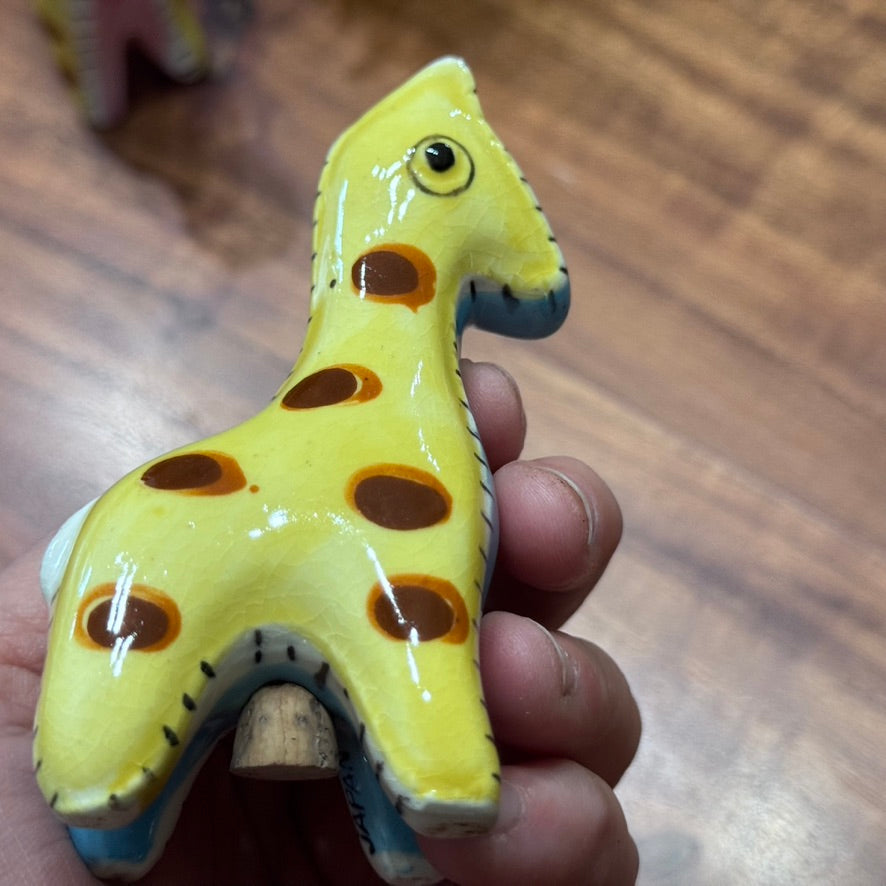 Vintage Stuffed Giraffe Ceramic Napco Made In Japan Shakers