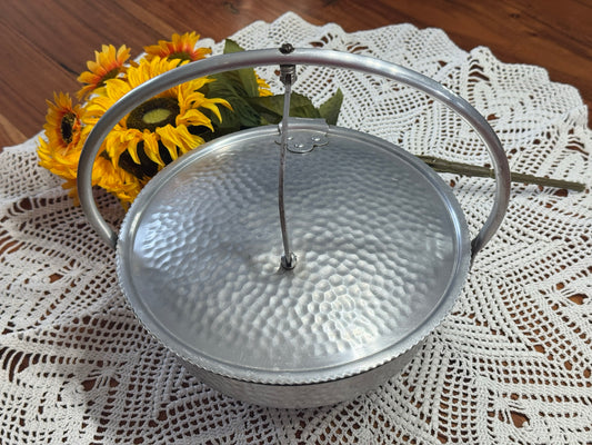 Vintage Nasco Italy Hammered Aluminum Hinged - Lid Pyrex Casserole Dish Food Warmer