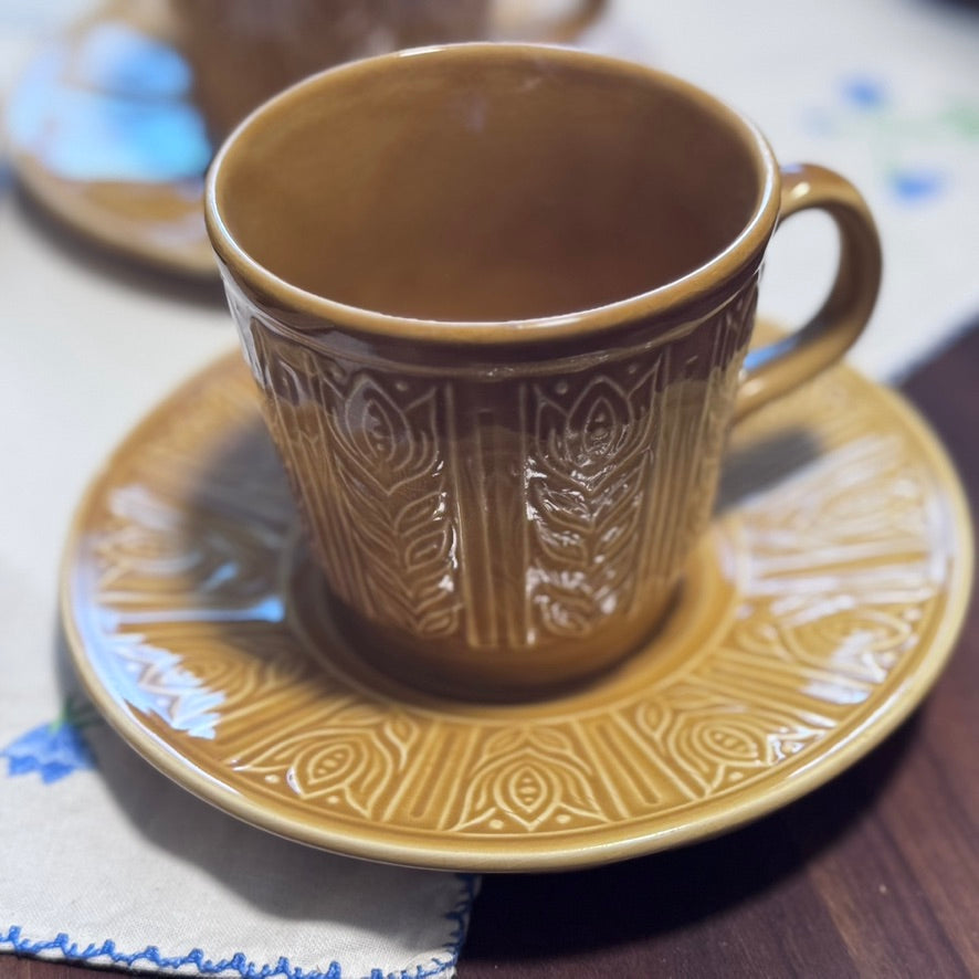 Tams England Harvest Gold Tulip Coffee Cups & Saucers