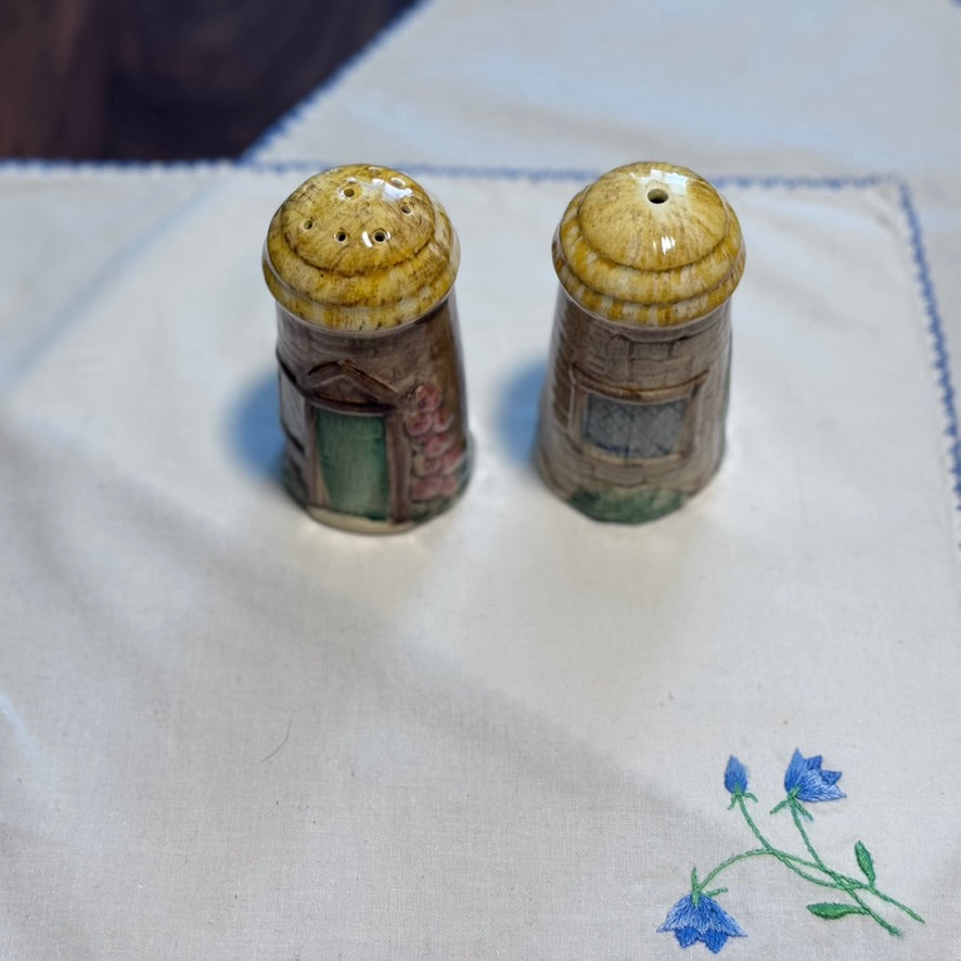Ceramic Cottage Salt & Pepper Shaker Set England