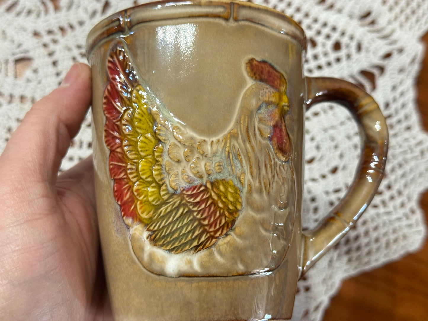 Farmhouse Rooster Hen Coffee Cup Pair