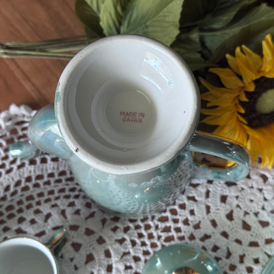 Greek Inspired Green/Aqua Lustreware Tea Set Japan