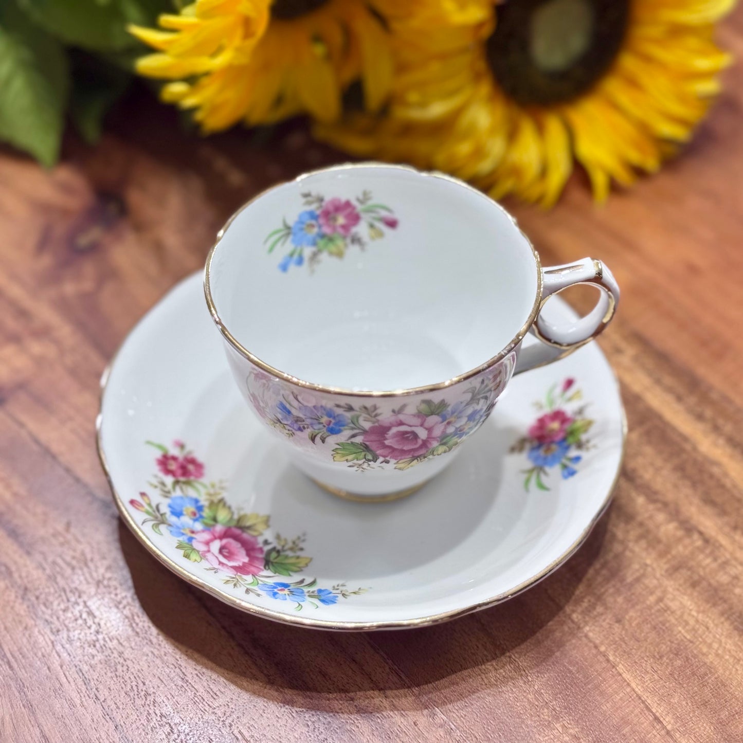 Royal Stafford Floral Bone China Teacup & Saucer Set