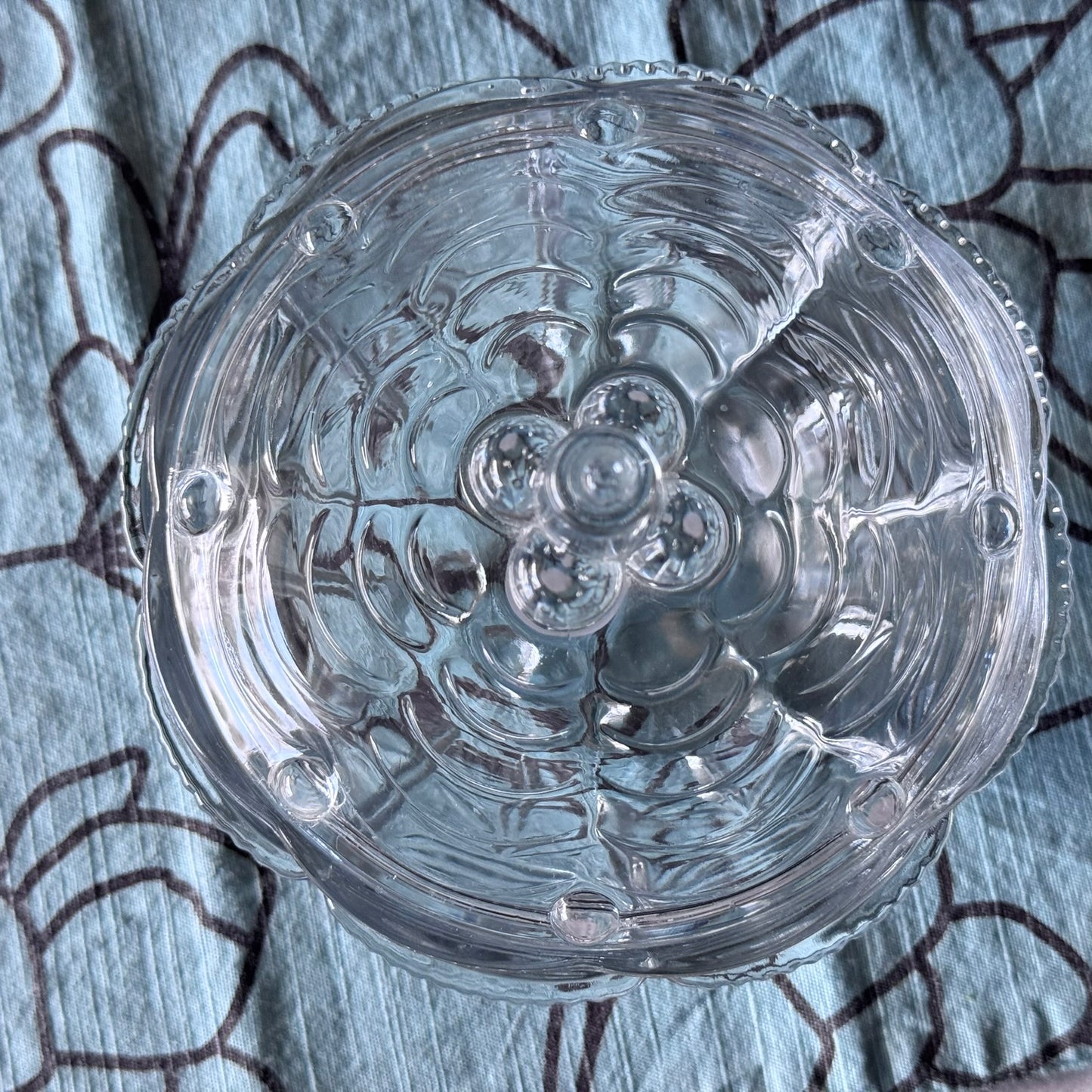 Clear Pressed Glass Candy Dish KIG Indonisia