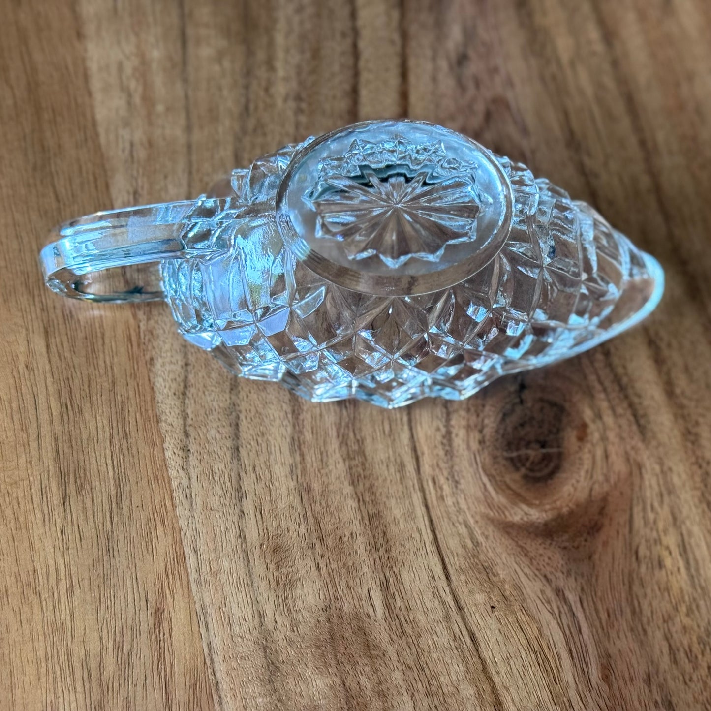 Pressed Glass Creamer/Sauce Boat - Diamond Pattern