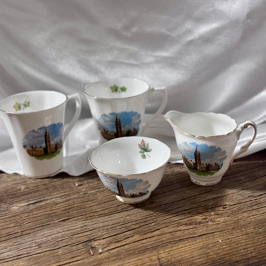 Regency England 'Parliament Buildings Ottawa' Bone China Coffee Set