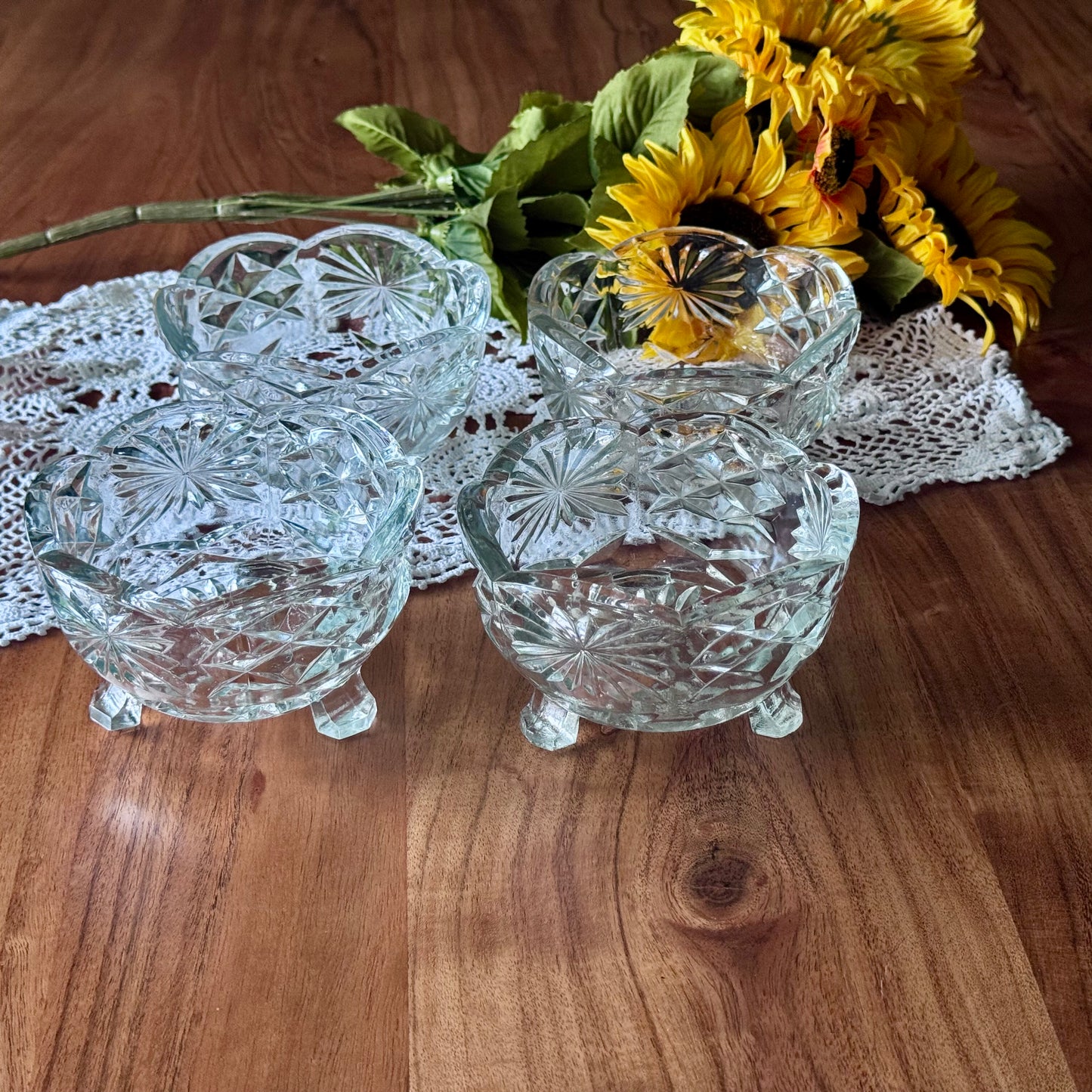 Cut Glass Sugar Bowl in Star Pattern