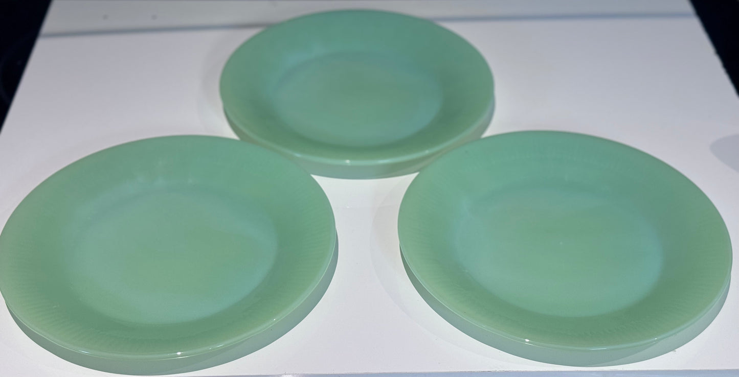 Fire King Jadeite Jane Ray Dinner Plates
