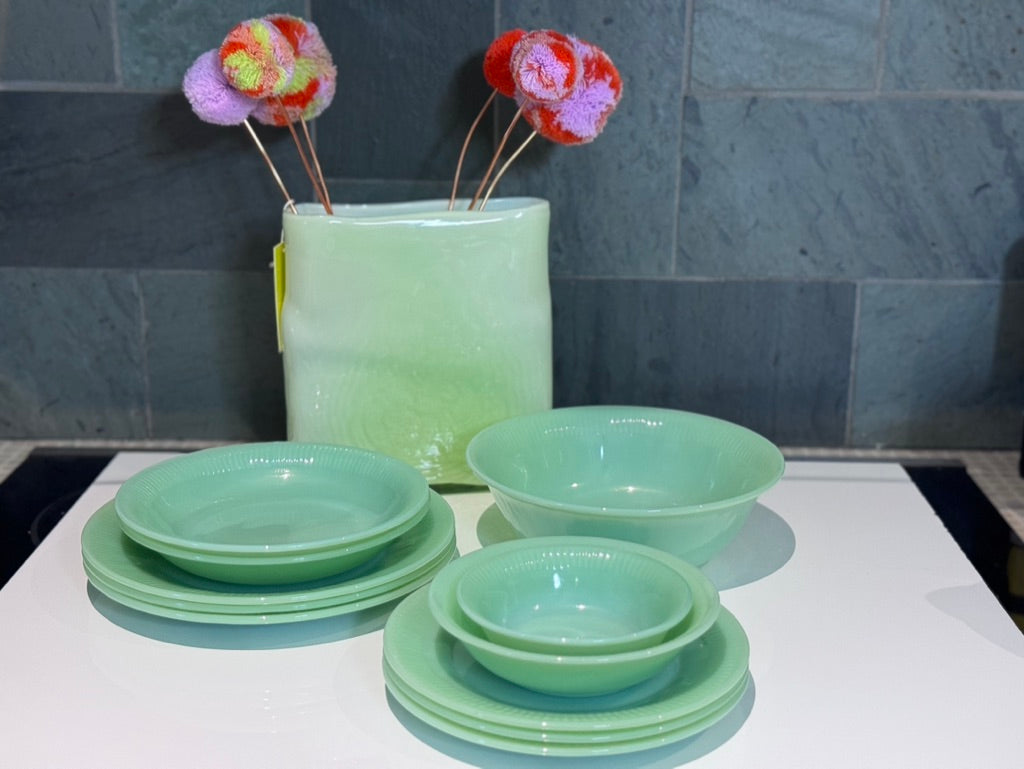 Fire King Jadeite Jane Ray Dinner Plates