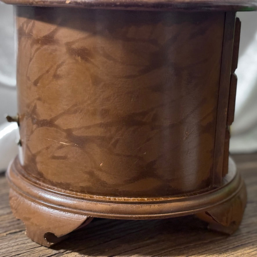 Toyo 3 Drawer Round Vintage Musical Jewelry Box