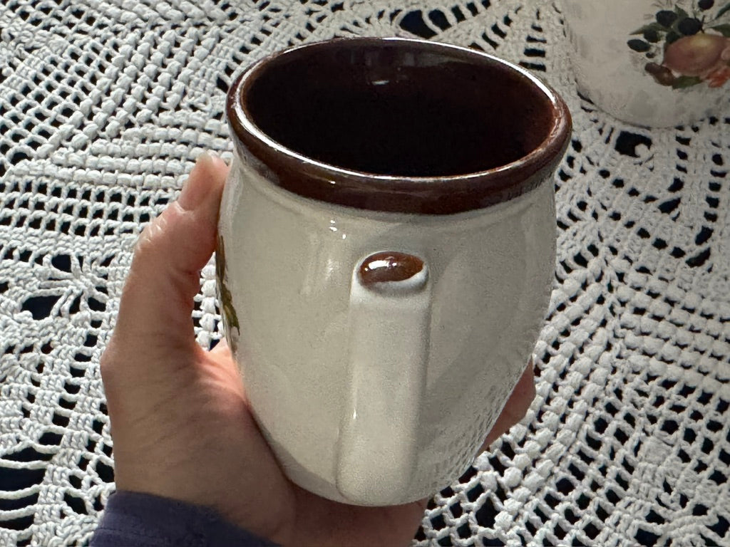 Beauce Stoneware Pottery Fruit Motif Mugs