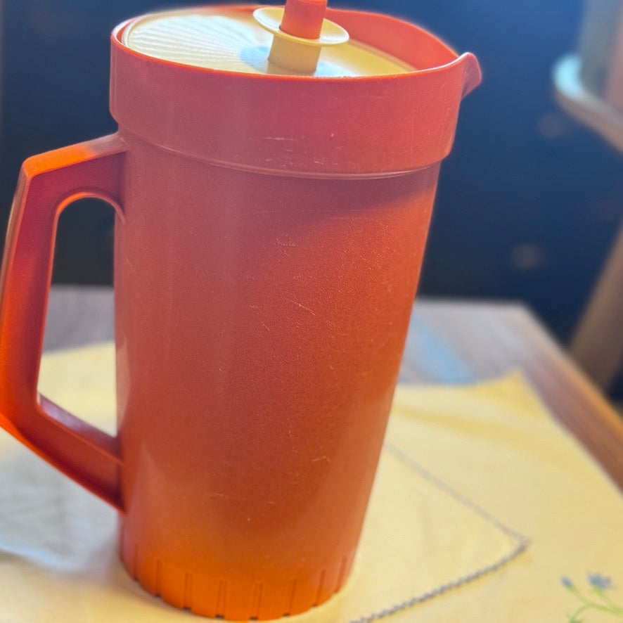 Orange Tupperware 2 QT Pitcher