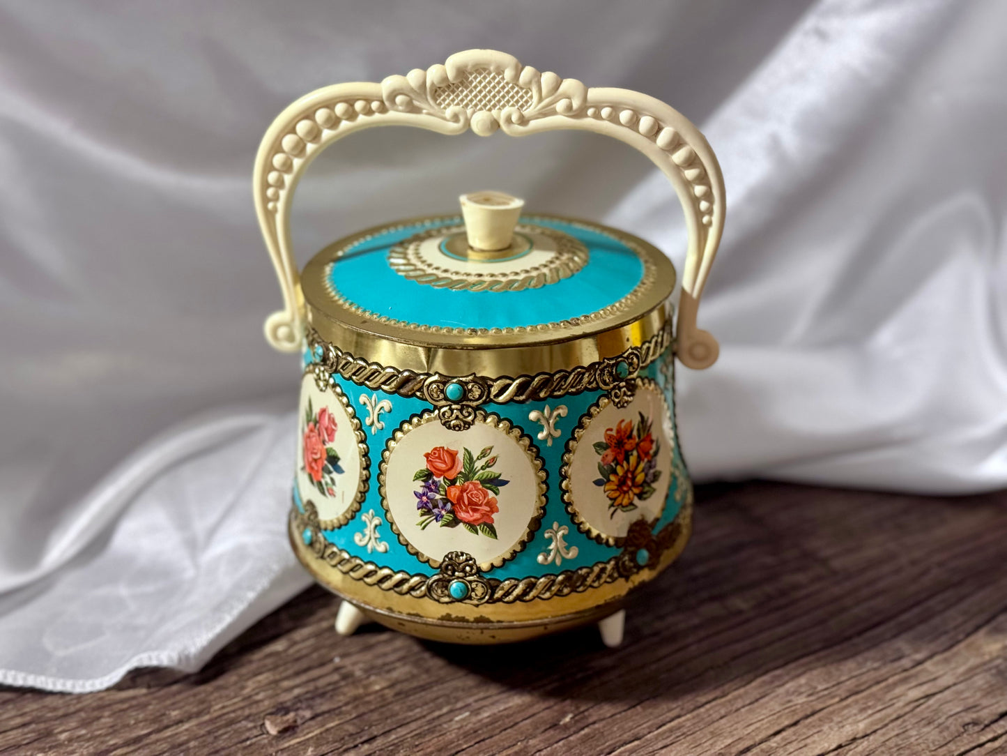 Floral 1960s Tin Containter