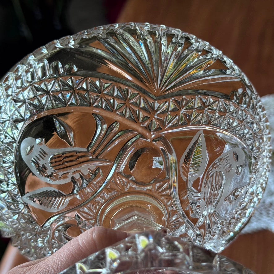 Hofbauer 'Byrdes' Cut Crystal Saw Tooth Pedestal Compote