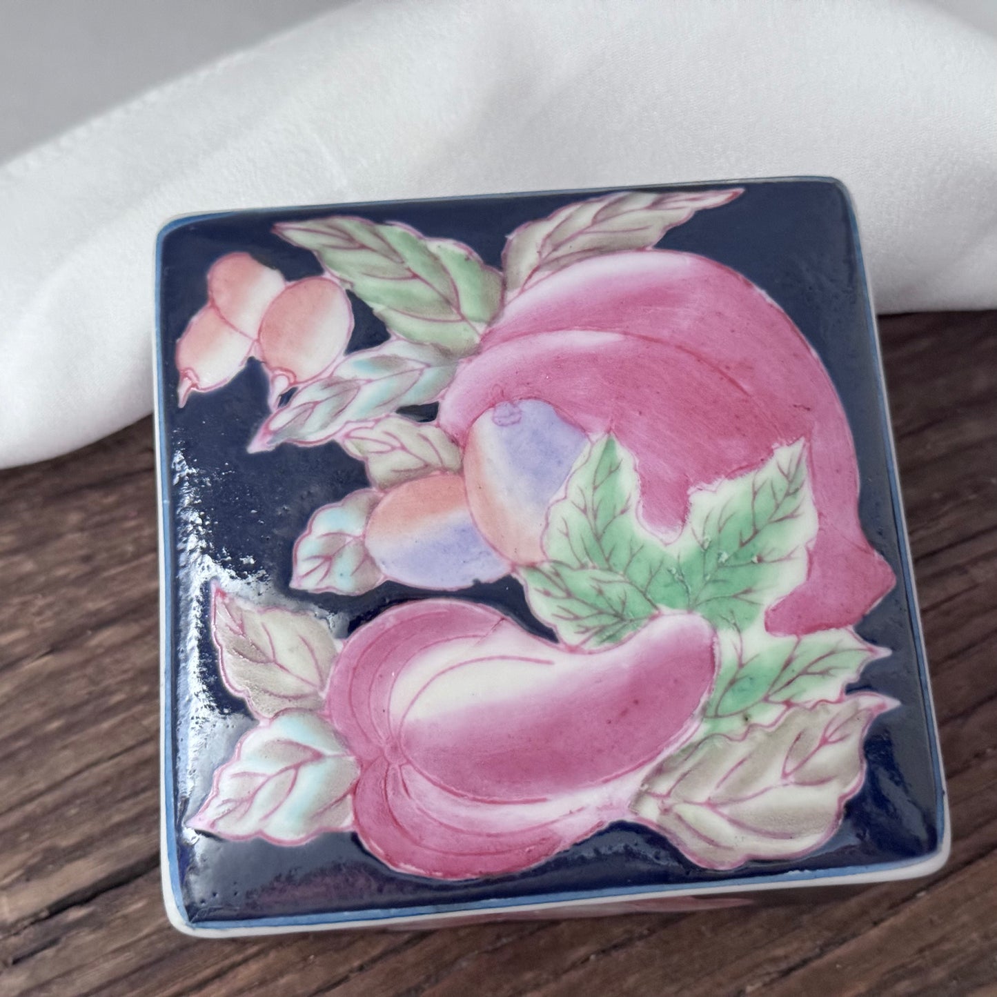 Porcelain/Ceramic WBI Cobalt Blue Square Trinket Box