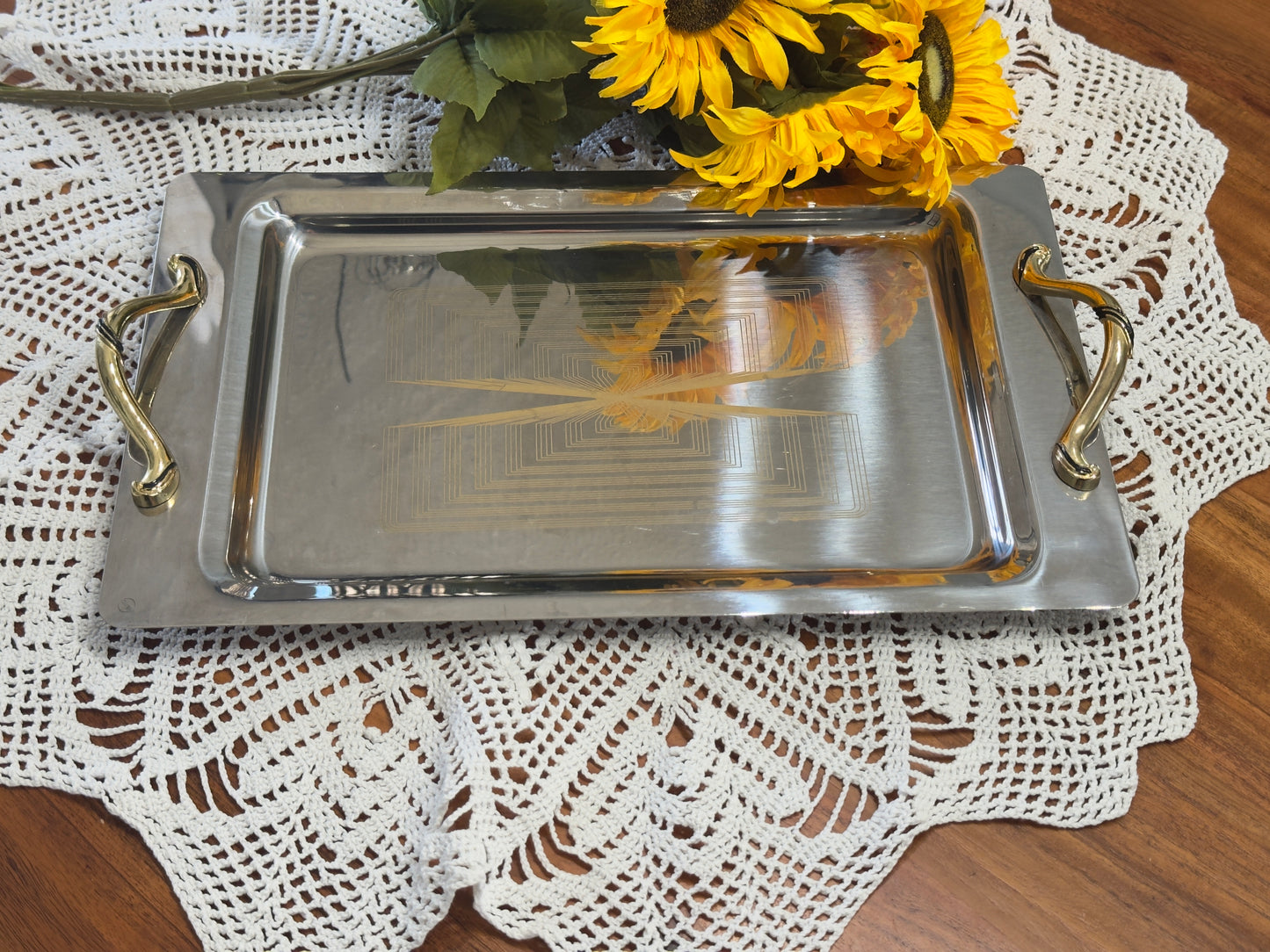 Stainless Steel Italian Serving Tray/Bar Cart Decor