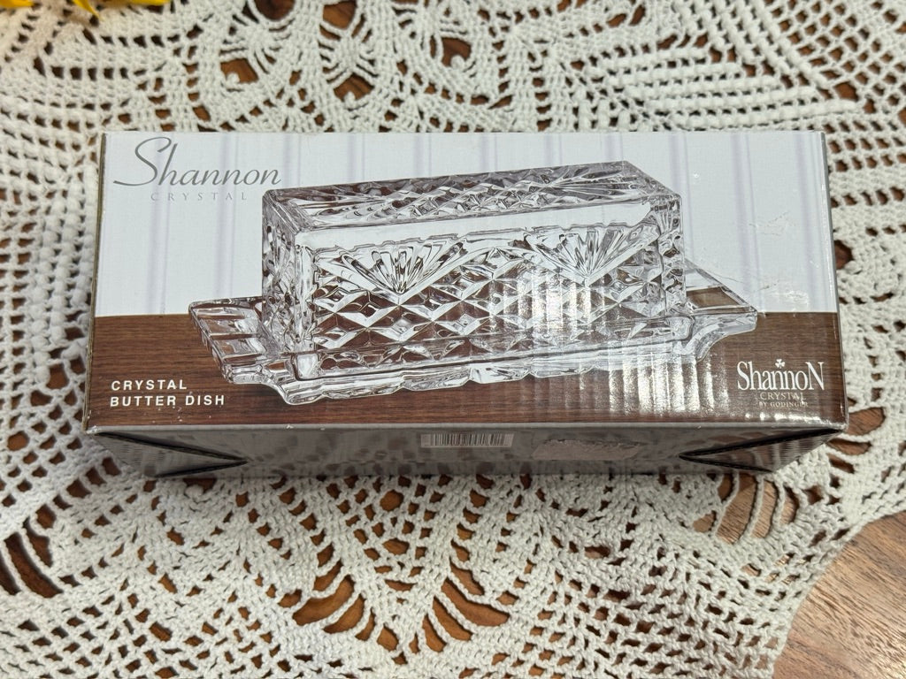 Shannon Crystal Pineapple Etch Butter Dish