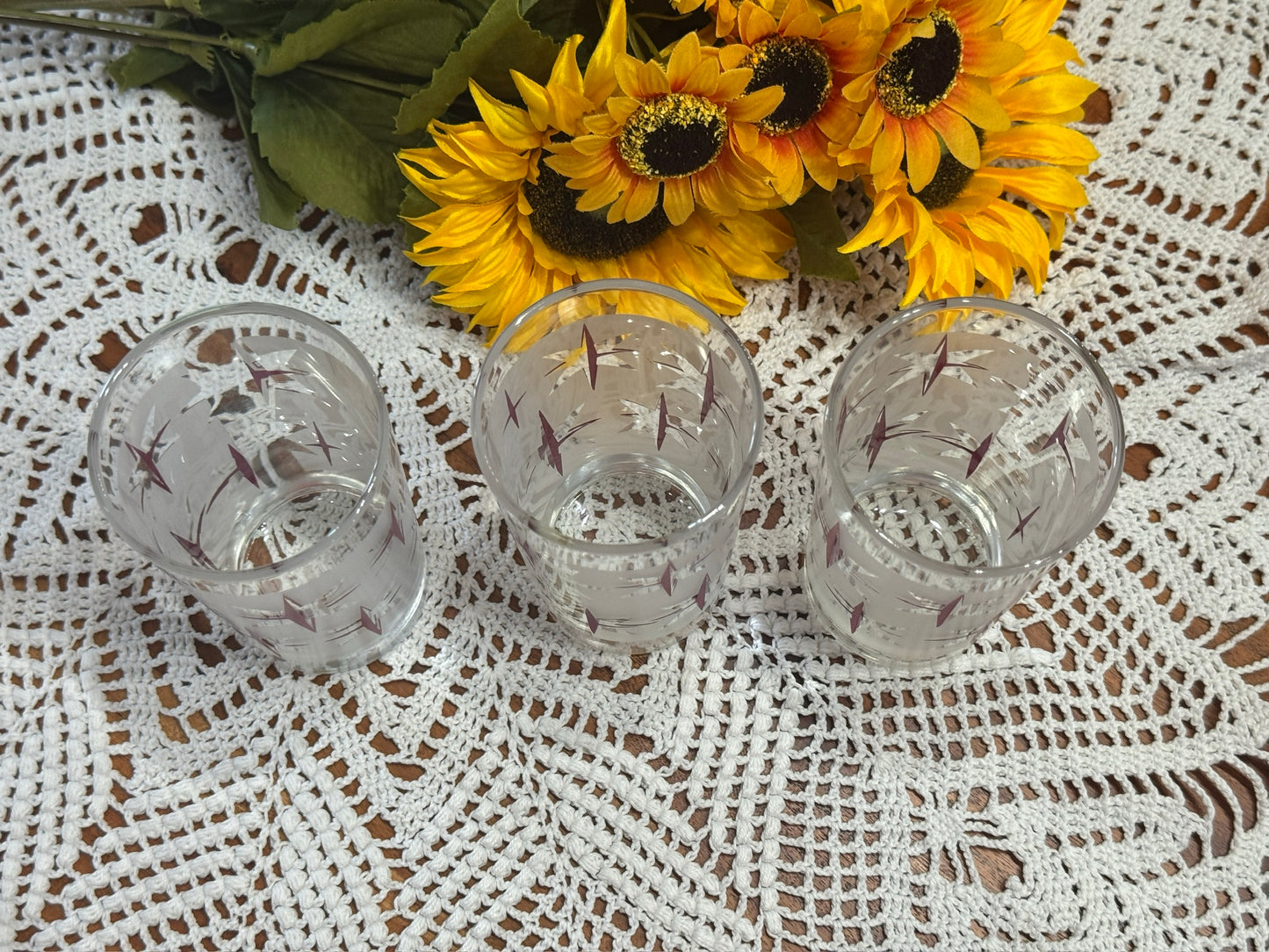 Dominion Glass Purple/Pink & Silver Starburst Drinking Glasses