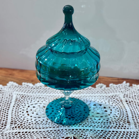 Empoli Teal Green Apothecary Lidded Pedestal Dish