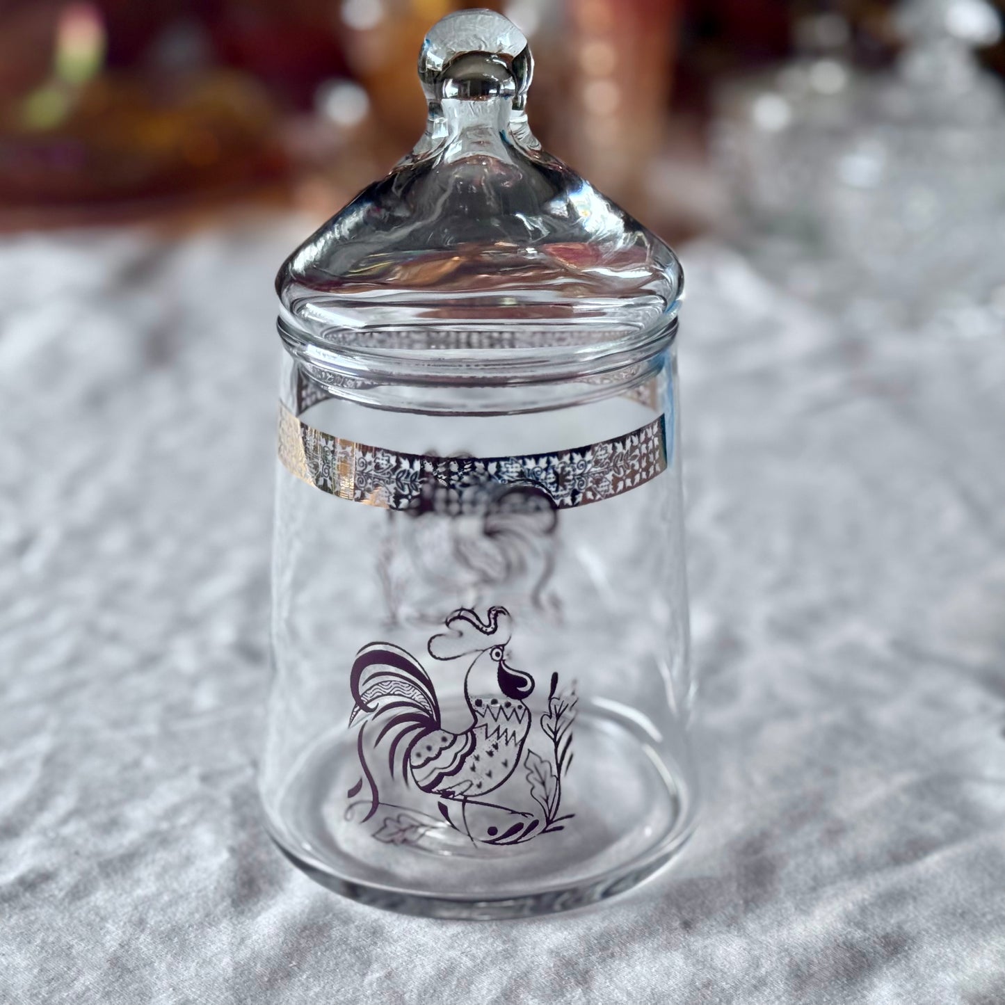 Glass Rooster Apothecary Jar/Canister