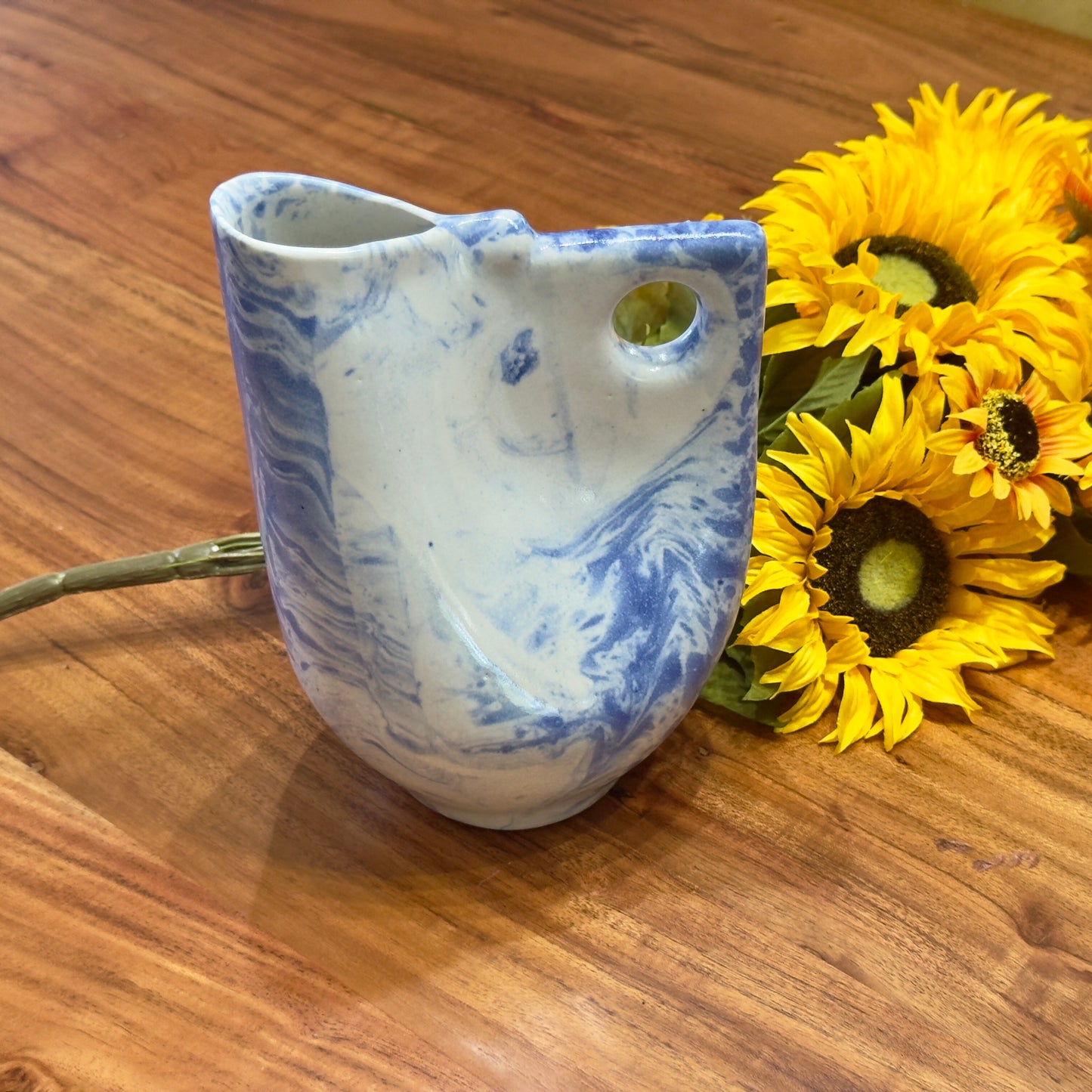 Handmade Ceramic White & Blue Pottery Piece