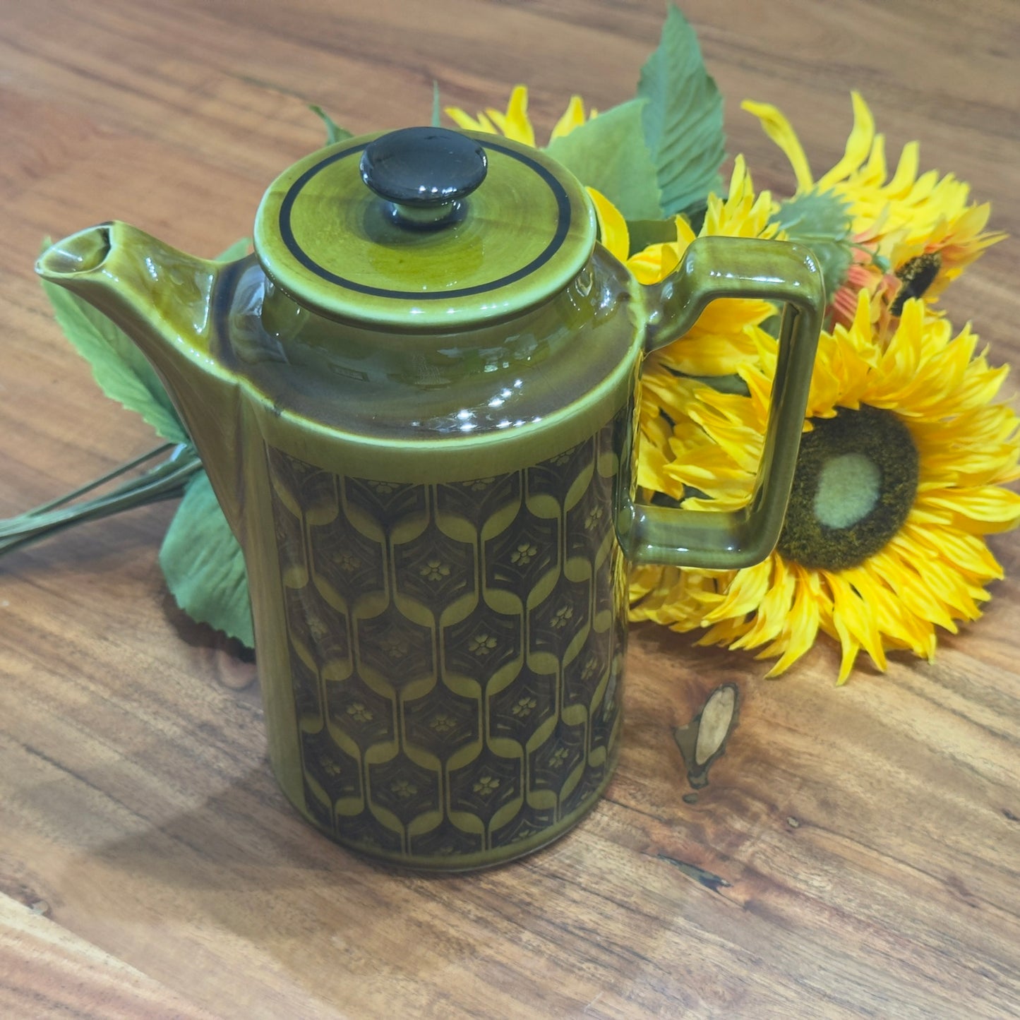 Royal Sealy Olive Green & Black Coffee Pot