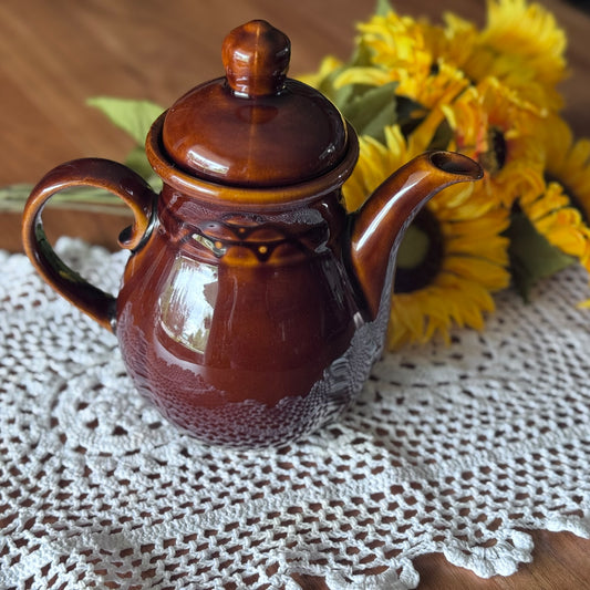 DDR East Germany 0.90L Brown Glaze Teapot