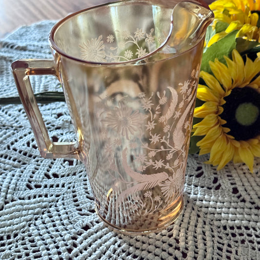 Jeannette Glass Marigold Peach Lustre Pitcher/Jug