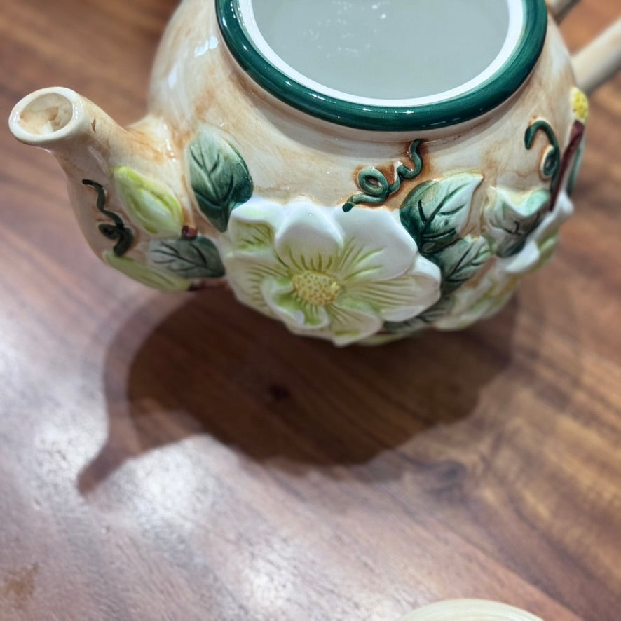 1998 CBK LTD LLC Floral Ceramic Teapot