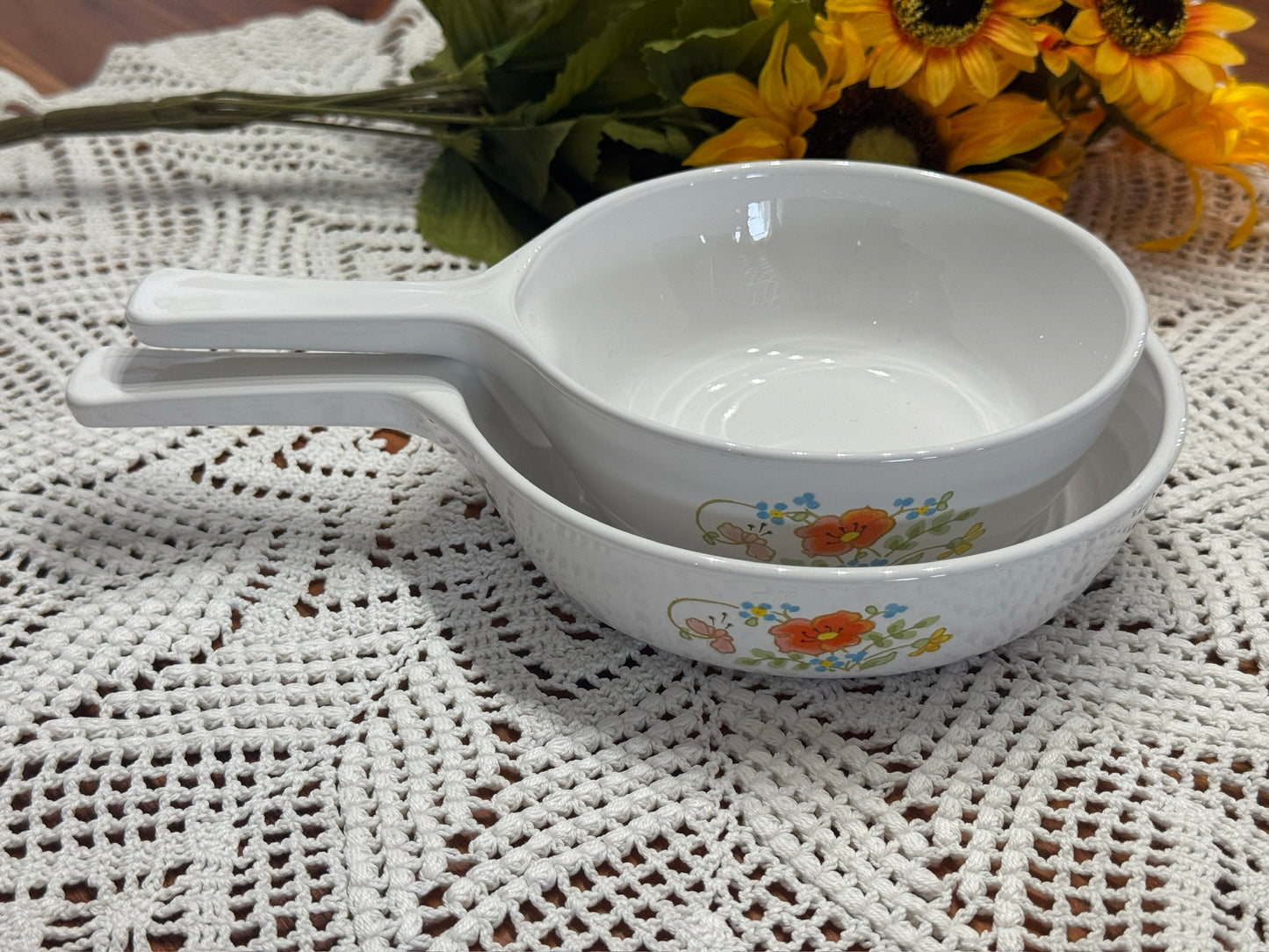 Corning Ware 'Wildflower" P-81-B & P-83-B Saucepans