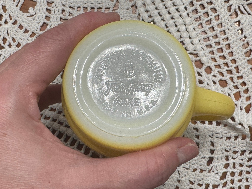 Anchor Hocking Fire-King Yellow Milk Glass Mugs