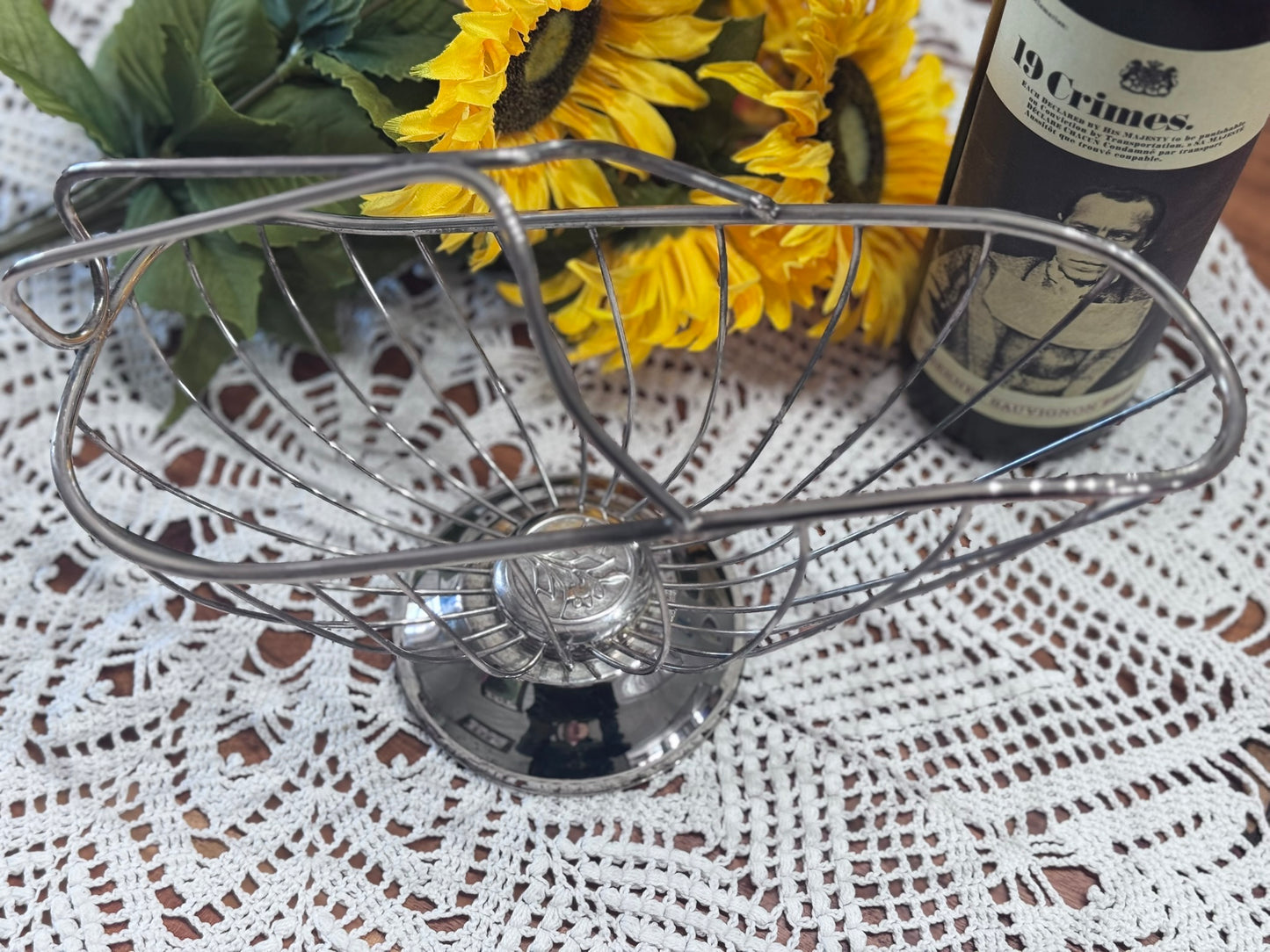 EP Brass Silver Plated Wine Bottle Basket