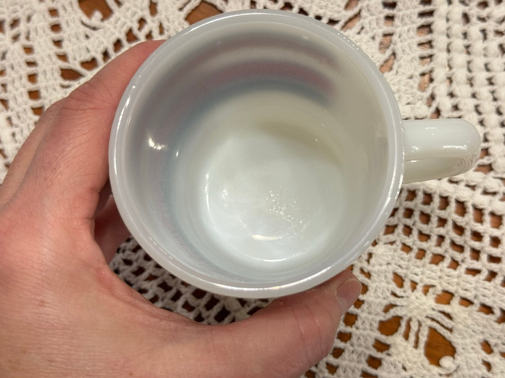 Anchor Hocking Fire-King Red/Black Stripe Milk Glass Mug