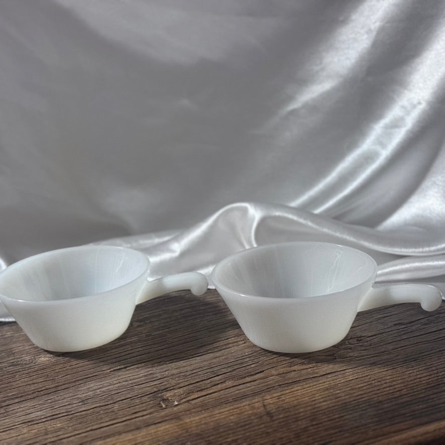 Glassbake Atomic Starburst Handled Soup Bowls