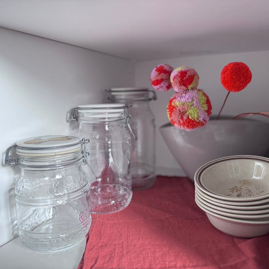 Vintage Italian Canister Jars with Ceramic English Lids