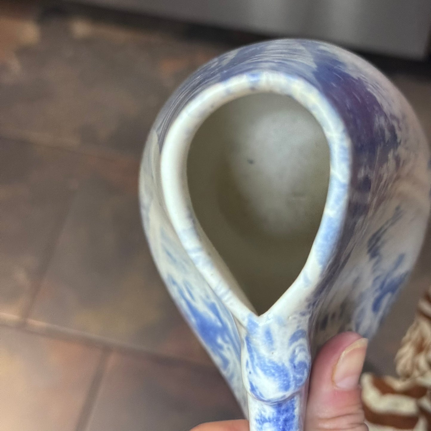 Handmade Ceramic White & Blue Pottery Piece