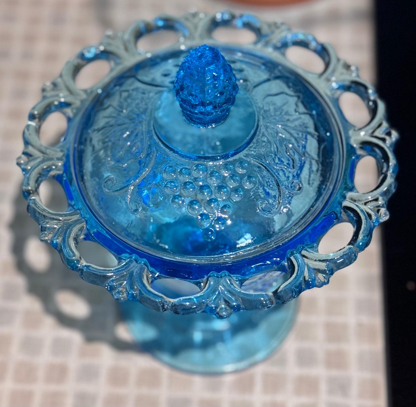 Blue Indiana Glass Candy Dish