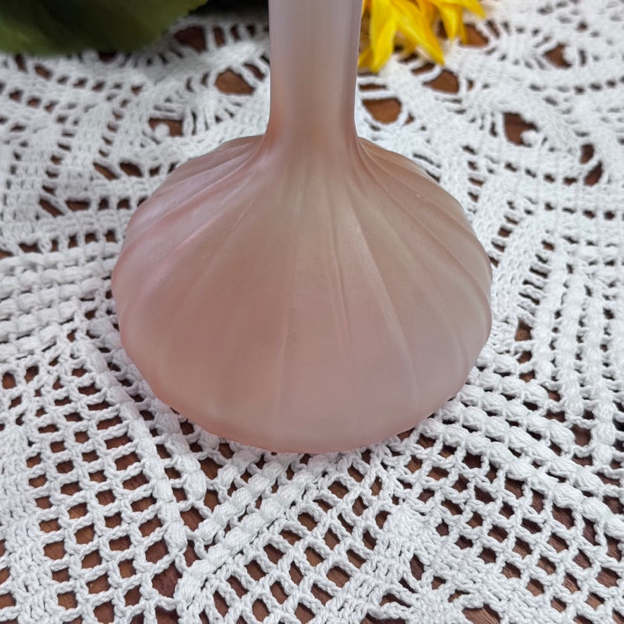 Vintage Frosted Pink Jack-in-the-Pulpit Vase