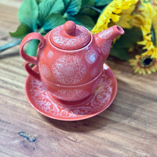 Teaopia Tea For One Orange Tea Set