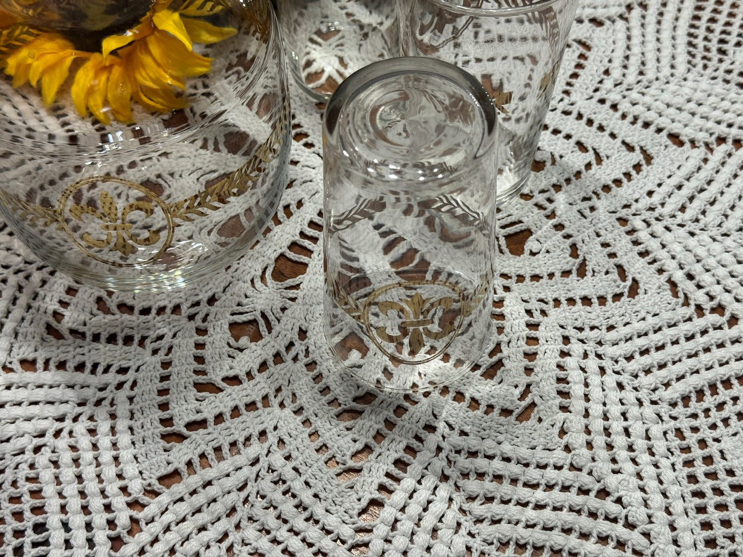 Vintage Libbey 'Fleur-de-lis' Barware Set